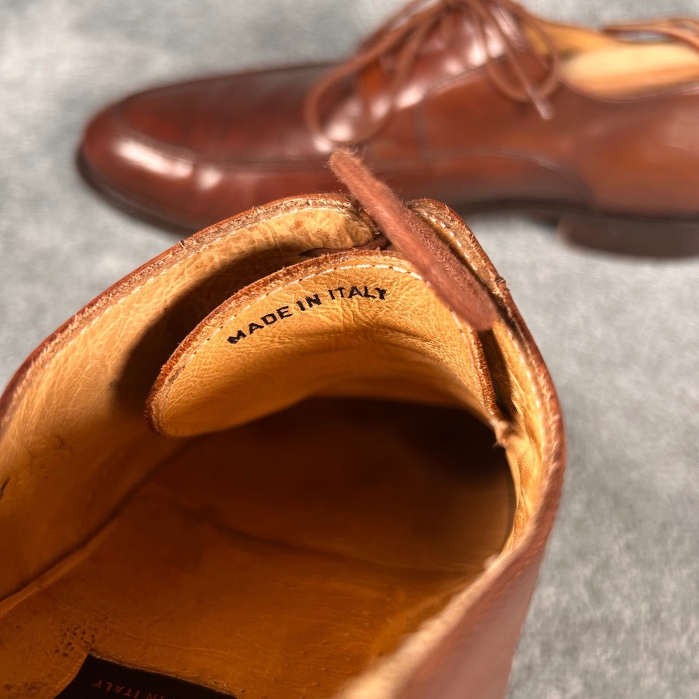 Mercanti Fiorentini Derby Dress Shoes Apron Toe Mens 10.5 M Brown Leather Italy - Picture 12 of 12